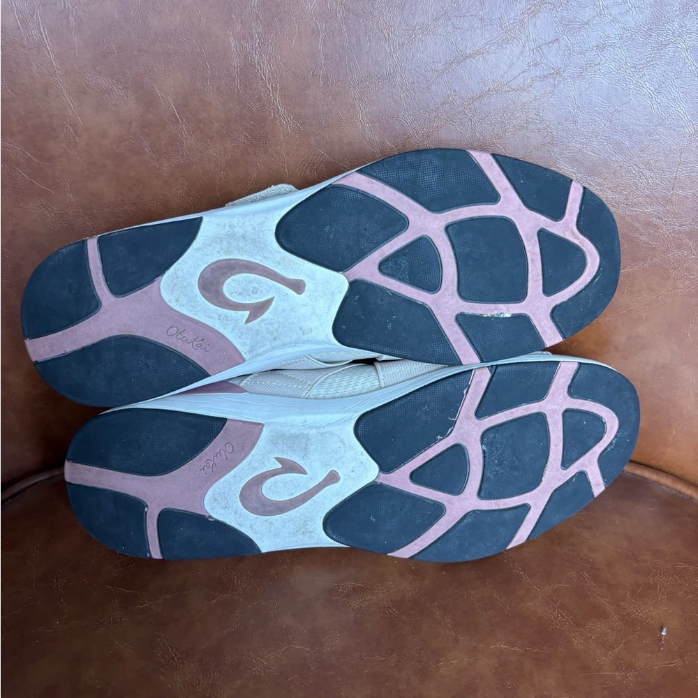 Olukai Mikilua Kako’o Women's Beige Pink Leather Slip On Strap Sneakers Size 10 - Picture 9 of 9